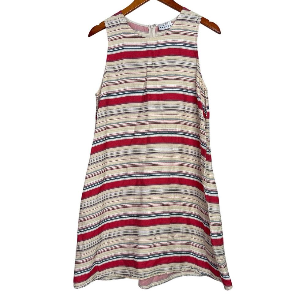Tanya Taylor Striped Tank Dress Sleeveless Mini Dress Cover Up 10 Red White
